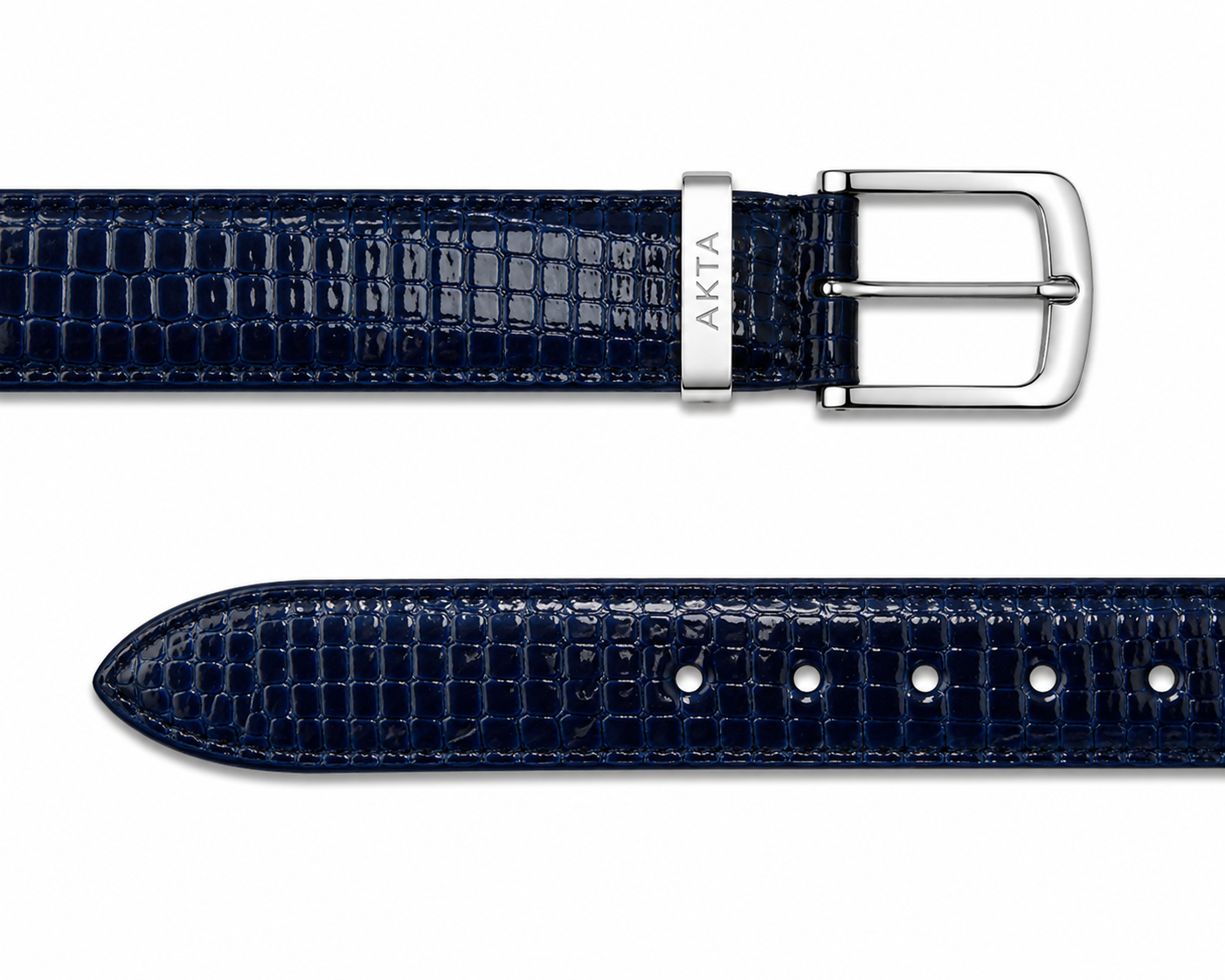 SHINY SNAKE SKIN BELT BLUE