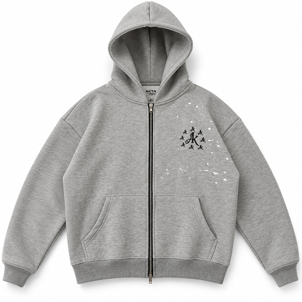 PAINT SPLATTER ZIP UP GREY