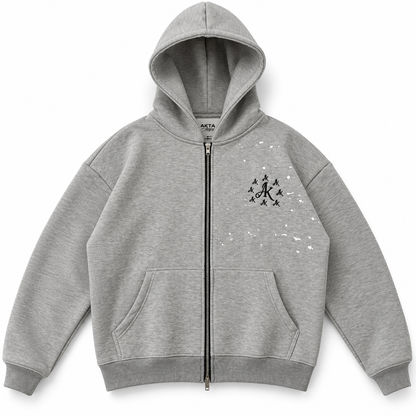 PAINT SPLATTER ZIP UP GREY